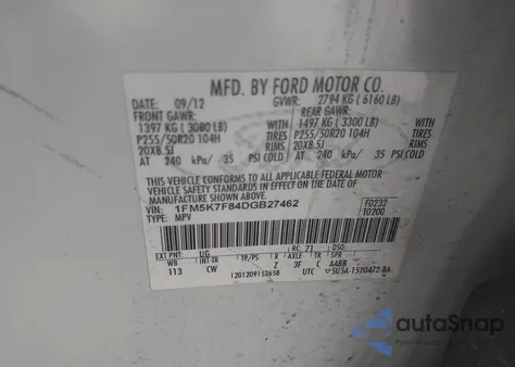 2013 Ford Explorer Limited z USA, uszkodzony, nr VIN 1FM5K7F84DGB27462